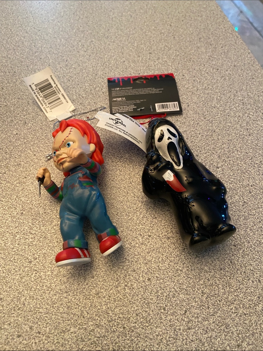 Chucky & Ghost Face Kids Horror Red, Blue, Black ornaments